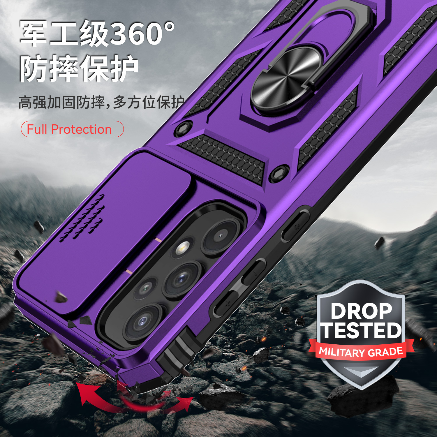 Cross-border foreign trade for Samsung mobile phone case a35/5g sergeant push window ring bracket mobile phone protective cover wholesale