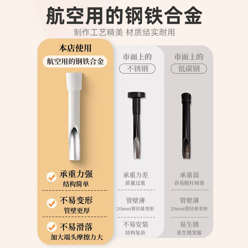 Shower Curtain Rod, Door Curtain Telescopic Rod, Hanging Curtain Rod, Clothes Drying Rod, Dormitory Multifunctional Storage Rod