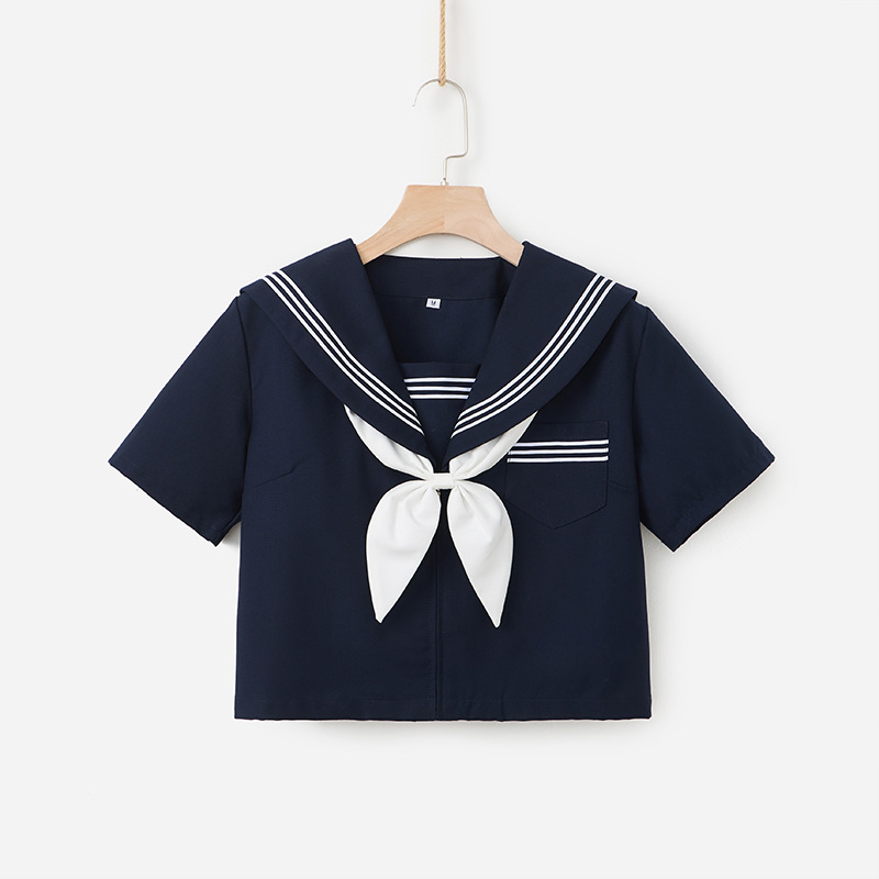 Orthodox Japanese JK Uniform Improved Cyan SanBen Navy Wind College Skirt suit Basic Long Sleeve Sailor Suit for Women