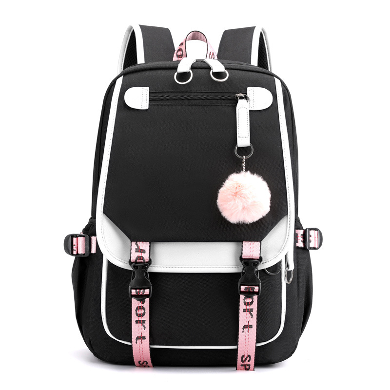 Cross-Border Casual Korean Style Schoolbag, Outdoor Large-Capacity Junior High School Student Solid Color Simple Multi-Layer Computer Bag Backpack