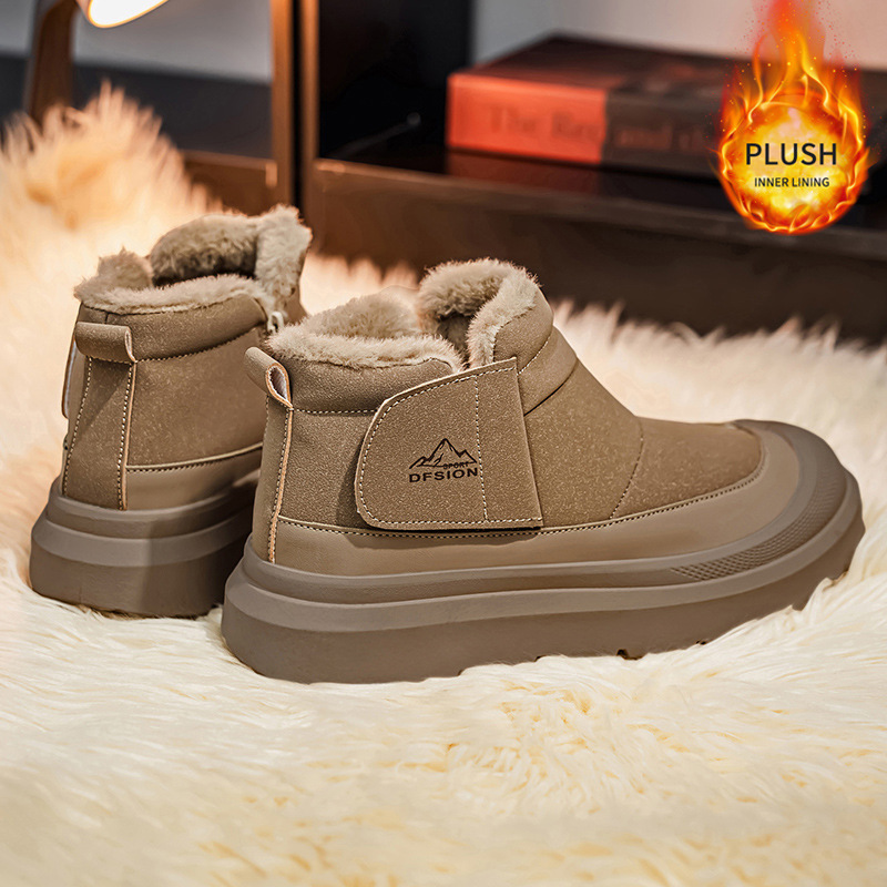 Men's Shoes 2025 Winter New Waterproof Snow Boots Men's Warm Fleece-Lined Thickeneded Men's Cotton Shoes High-Top Work Boots