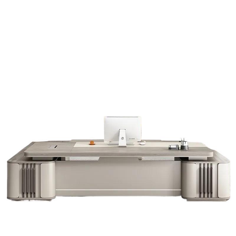 Boss Desk Office Desk and Chair Combination Fashionable President Desk Executive Desk Supervisor Desk Elegant Light Luxury Office Furniture