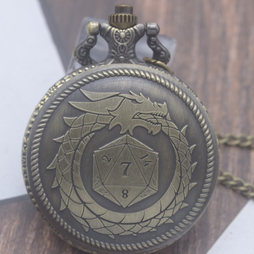 Новые бронзовые карманные часы с драконом 2024 года ретро мода с тиснением в виде дракона и хвоста ласточки