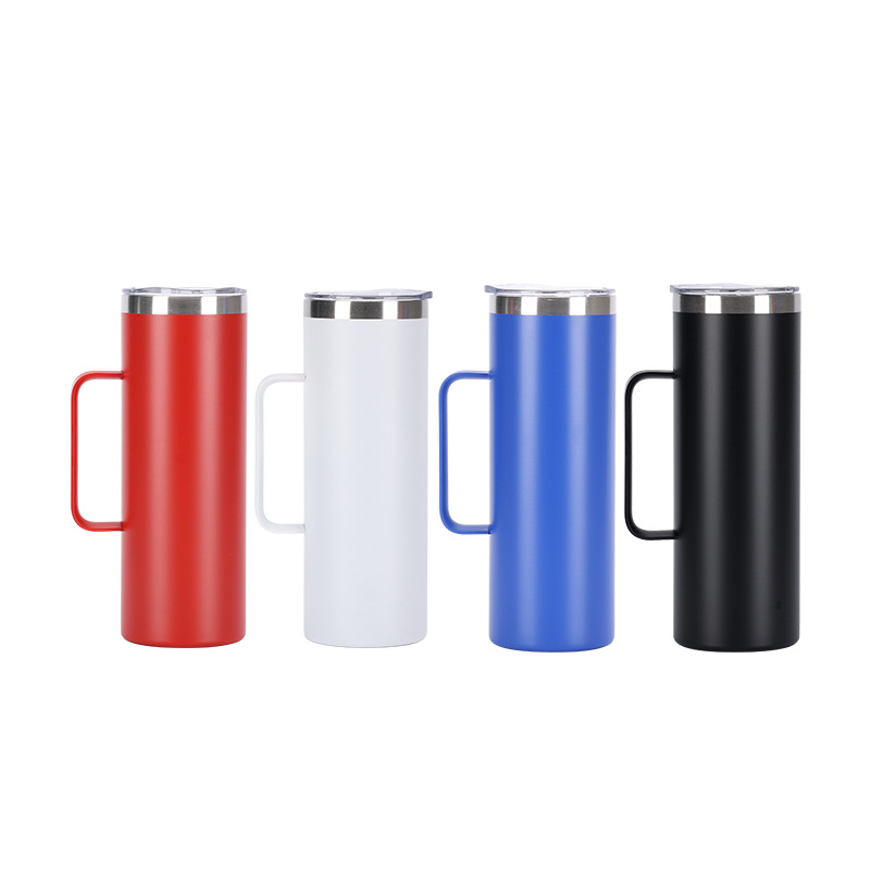 20oz Car Cup with Handle, Double-Layer Vacuum 304 Straight Water Cup, Customizable Logo, 3D/5D Printing, Double-Layer Insulation