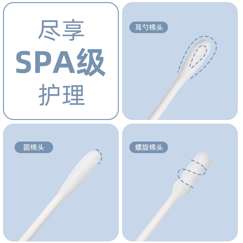 Baby cotton swab boxed ear spoon 2 in 1 baby cleaning cotton swab children double head ultra-fine cotton swab wholesale