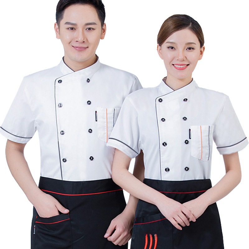 Chef Clothes Short Sleeve Summer Breathable Kitchen Canteen Kitchen Clothes Catering Hot Pot Restaurant Red Chef Work Clothes Men