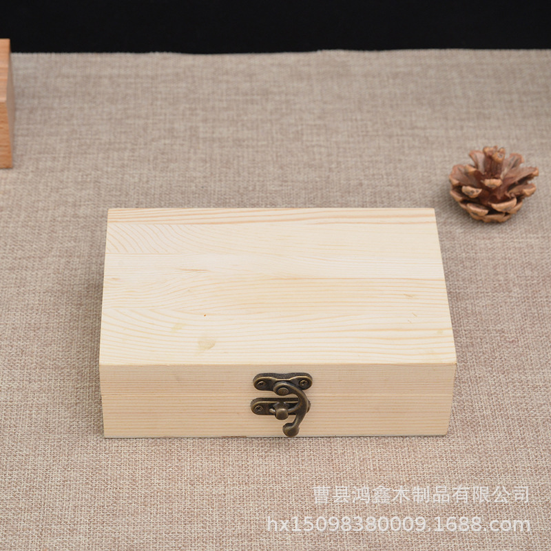 Simple rectangular storage wooden box packaging gift storage jewelry box flip hand gift diy storage box