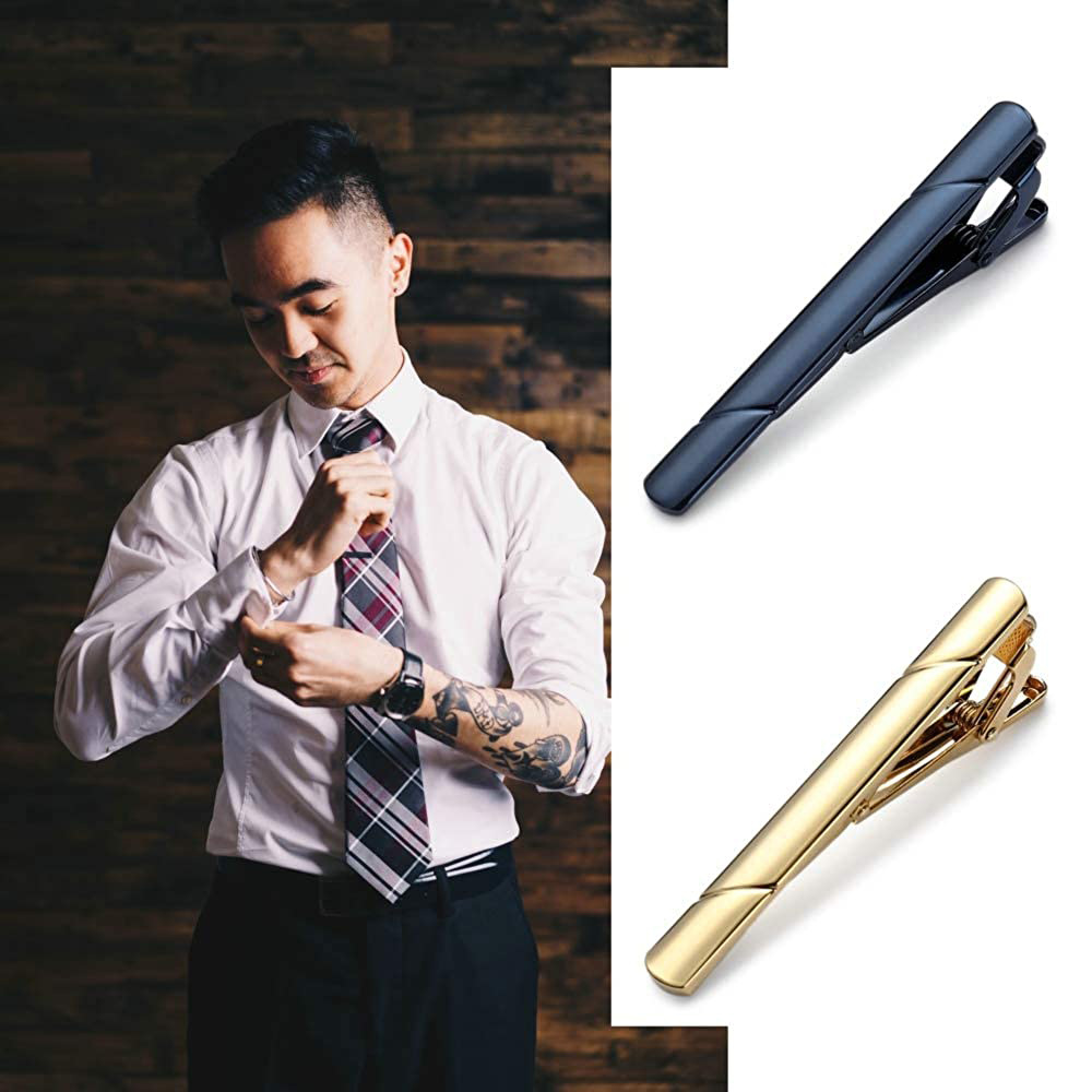 Cross-Border Temu Clothing Tie Clip, Men's Light Luxury Stainless Steel Tie Clip, Diagonal Pattern, Smooth Surface, High-End Tie Clip