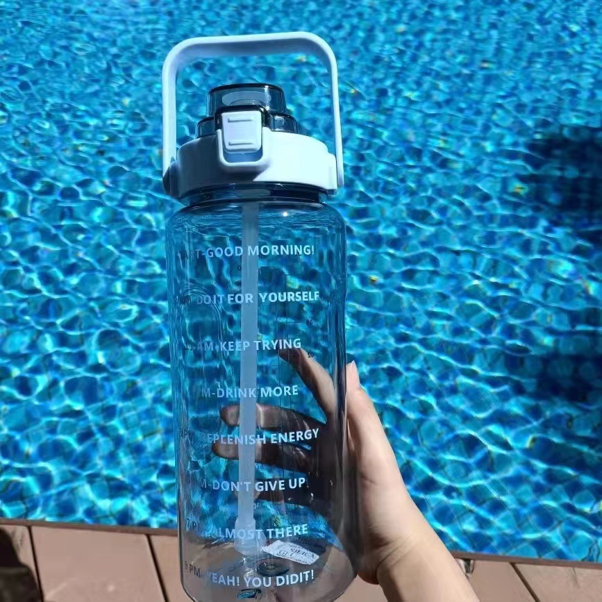 2000ml reminder to drink water plastic sports water cup with scale water bottle portable space Cup large capacity water bottle