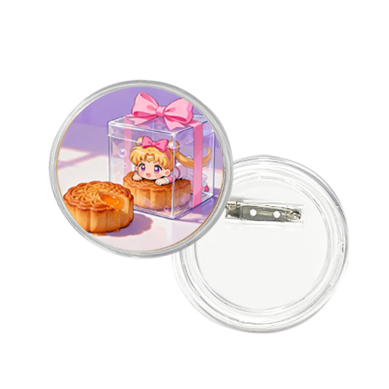 Transparent Acrylic Badge Photo Frame Badge Round Pin Badge Replaceable Picture Transparent Bar Material Can Be DIY