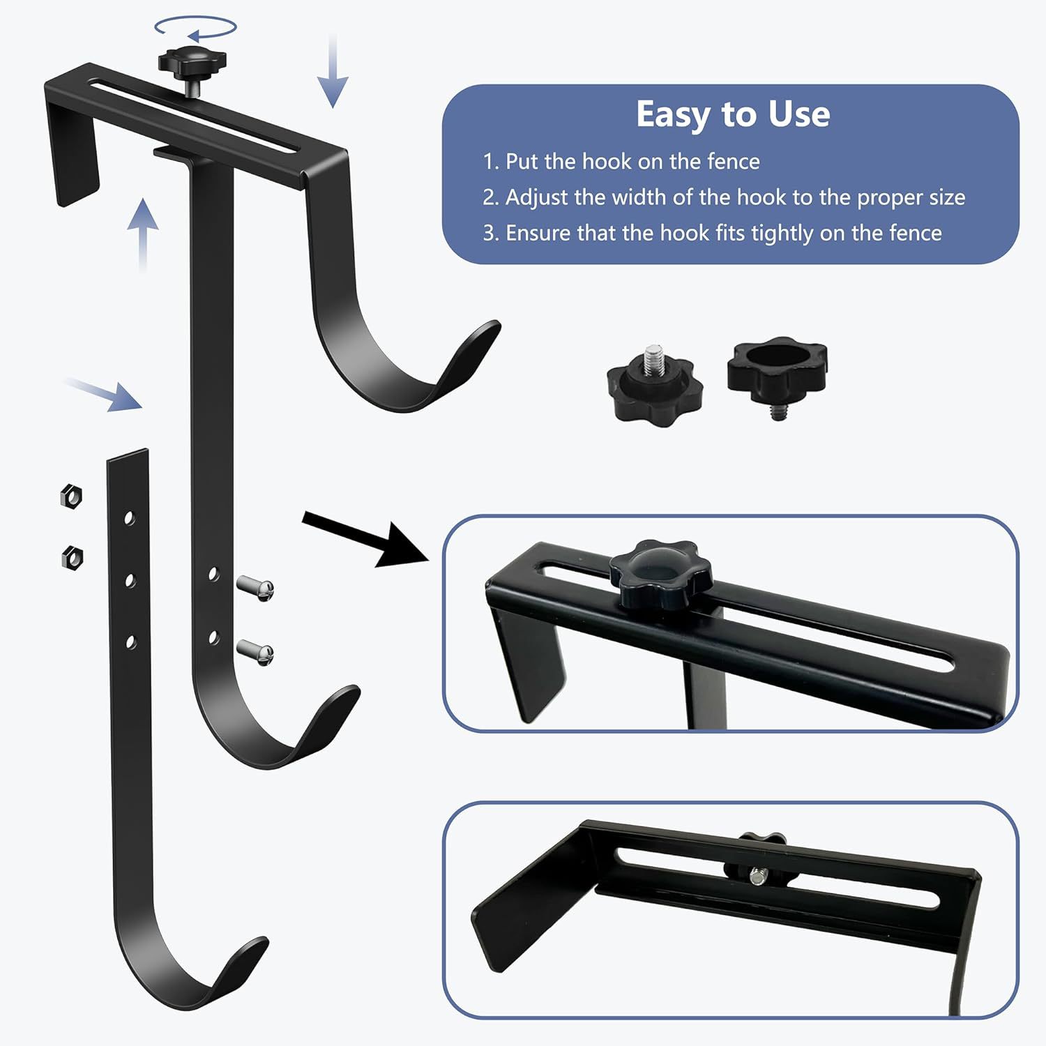 Pool equipment adjustable pool pole hook three layers metal fence hook for hanging pool tools