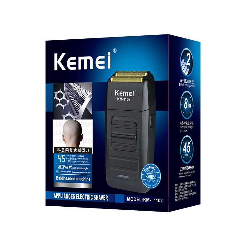 Kemei Km-1102 Reciprocating Electric Shaver for Men, Electric Head Shaver, Beard Trimmer for Home Use