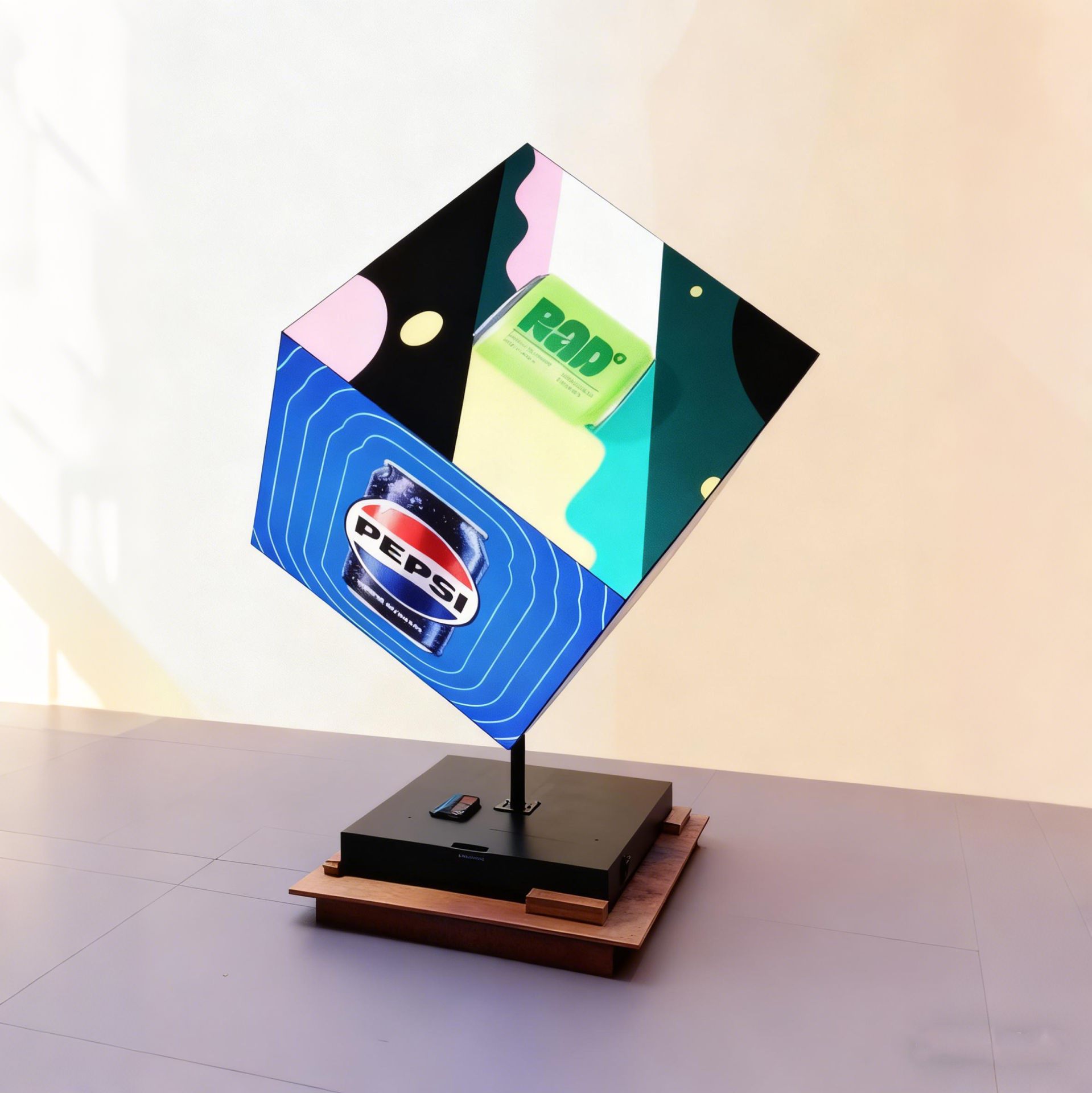 Led Square Screen High-Definition Full-Color Floor-Standing Cube Screen Indoor Commercial Superstore Exhibition Hall Seamless Splicing Spherical Screen