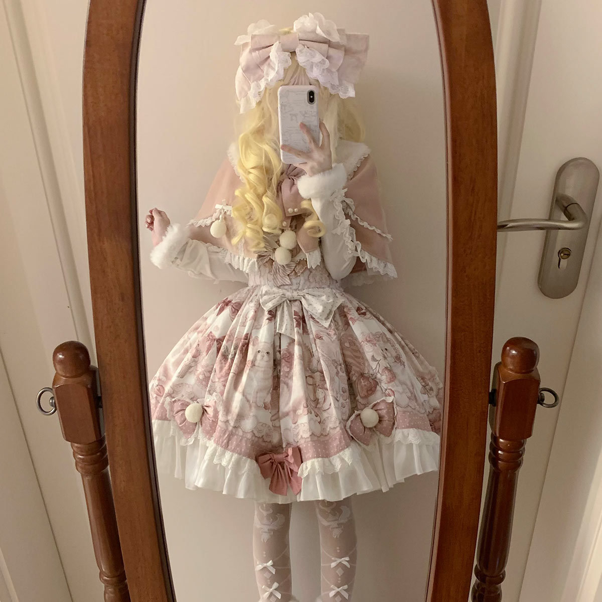 Кошка Лолита, оригинальный десерт Bear Doujiang, шаль и юбка, милый и сладкий комплект 7398