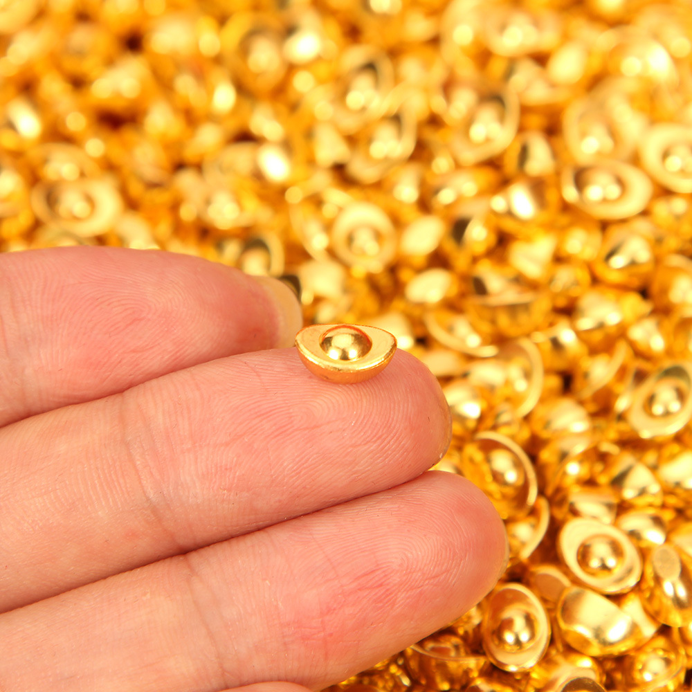 Sand gold small ingot solid simulation mini alloy bright surface ingot small ornaments Chinese gift metal crafts batch