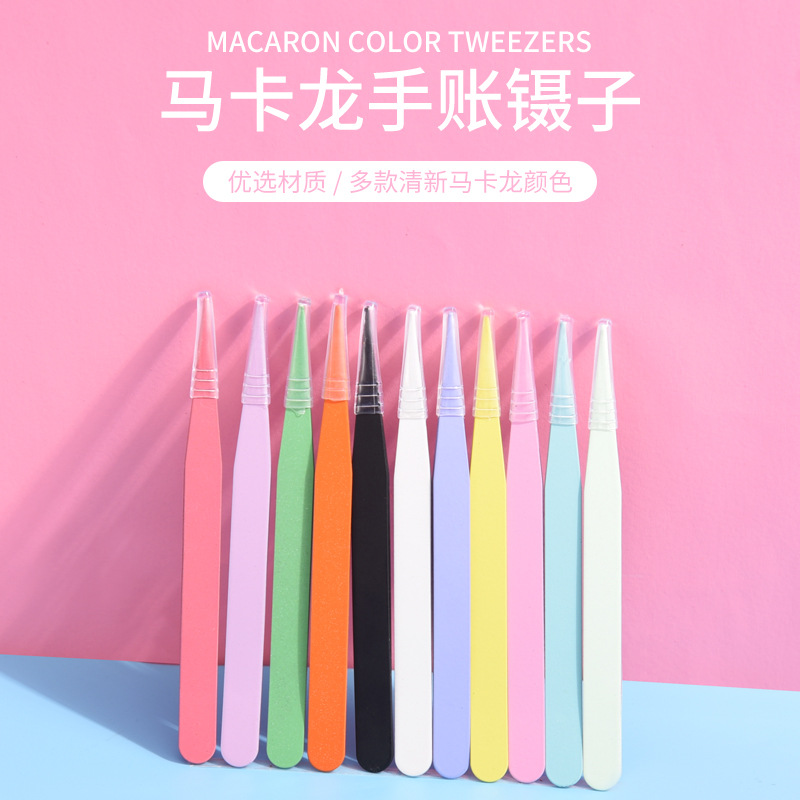 105mm Full Spray Hand Account Clip Mini Colorful Hand Account Tweezers Stainless Steel Tweezers Straight Head Elbow Clip diy Tool