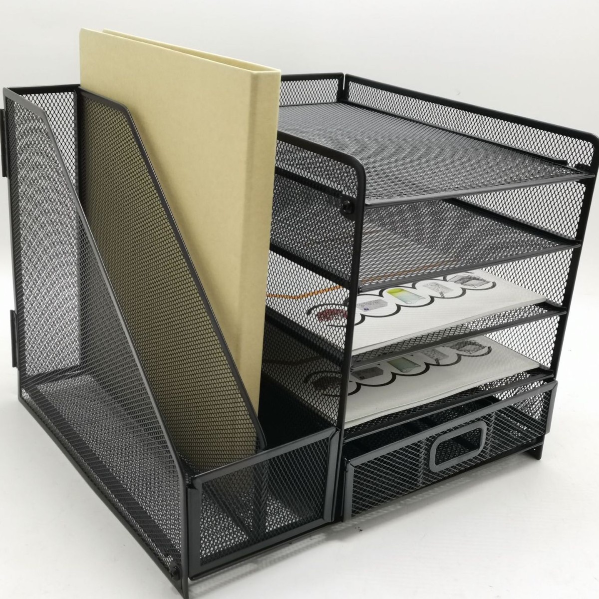 Metal iron net desktop office storage file rack data rack