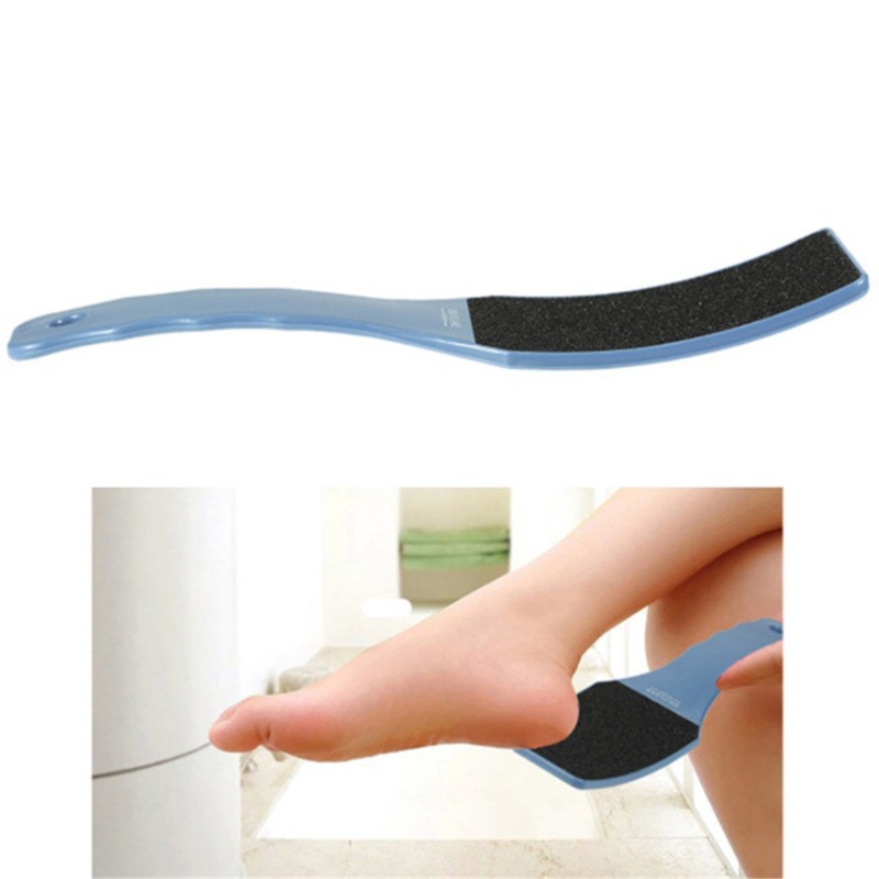 Cross-Border Hot-Selling New Portable Blue Plastic Double-Sided Curved Handle Foot File Foot Scrubber to Remove Dead Skin and Foot Grinder