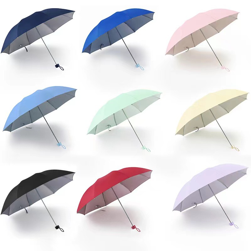 Paradise Umbrella 336t Silver Plastic Sun Umbrella Folding Anti-Uv Sunny Umbrella Printable Logo Advertising Umbrella Printing