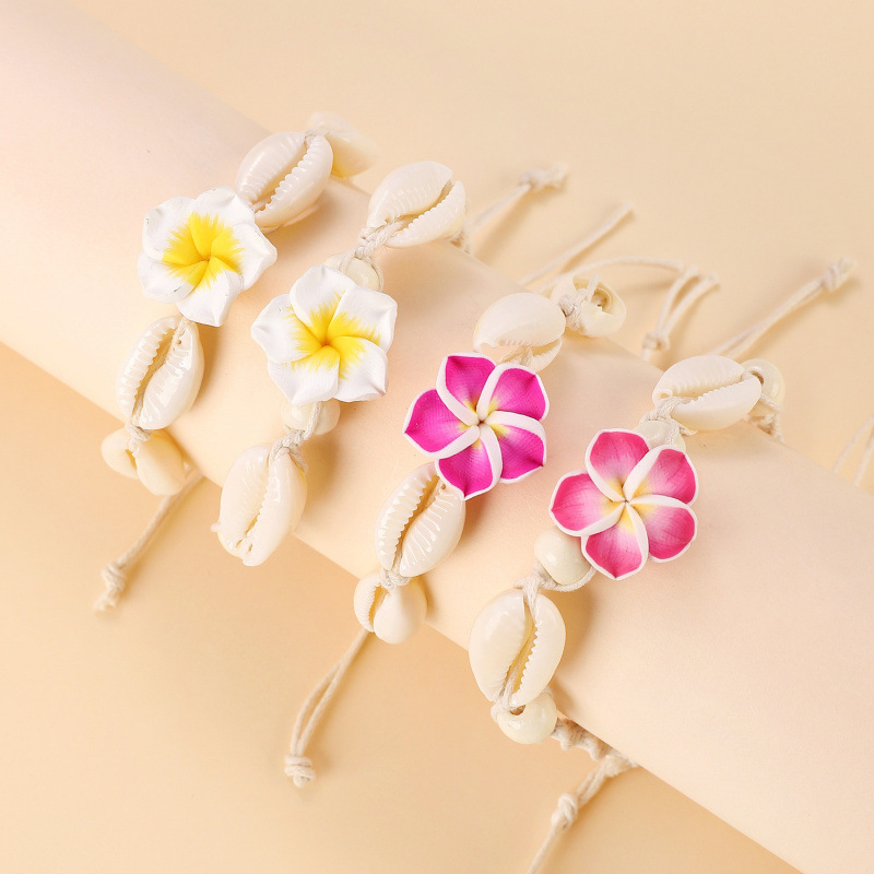 Перекрестное новое праздничное стильное плетеное кольцо на щиколотку с ракушками, бохо, цветок франжипани, оптовая продажа