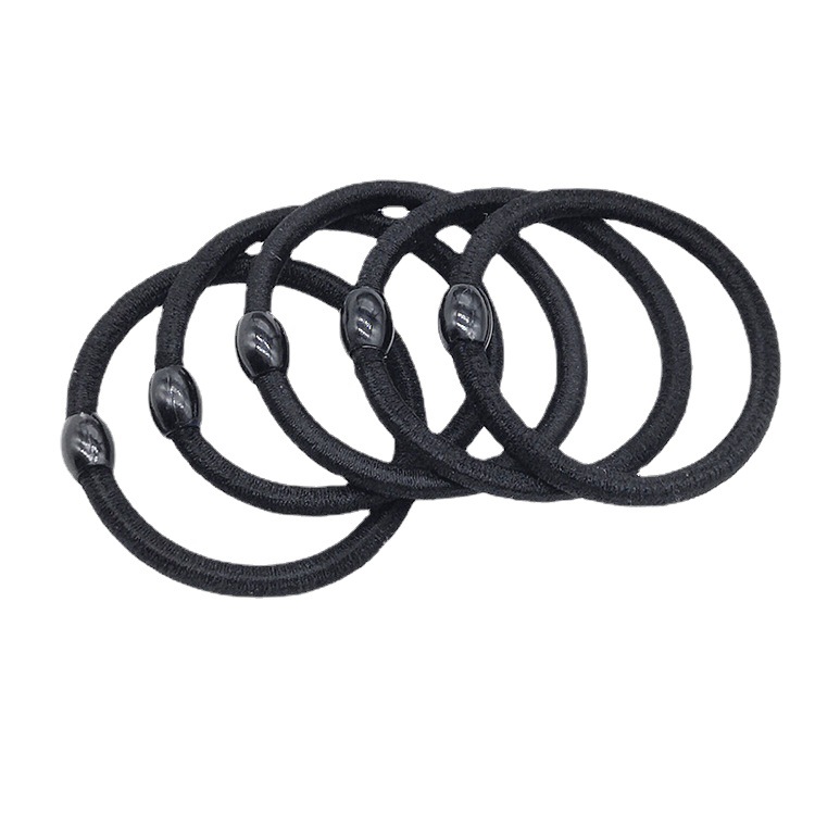 Korean version of beaded basic hair rope 06 black high elastic bold simple bottoming hair rope 2 yuan store supply