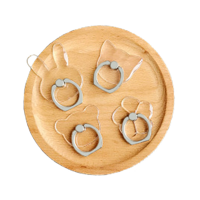 Transparent Crystal mobile phone ring buckle metal ring mobile phone holder creative transparent PC acrylic ring holder