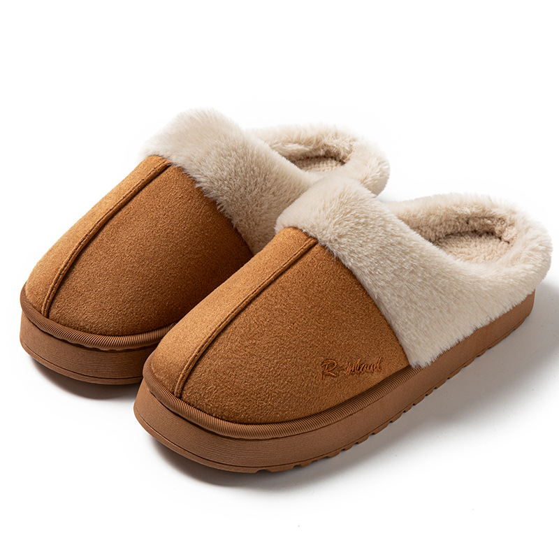 Cross-Border Cotton Slippers for Women, Suede Slippers, New Winter Outer Wear, Large Fur Slippers, Men's Home Slippers