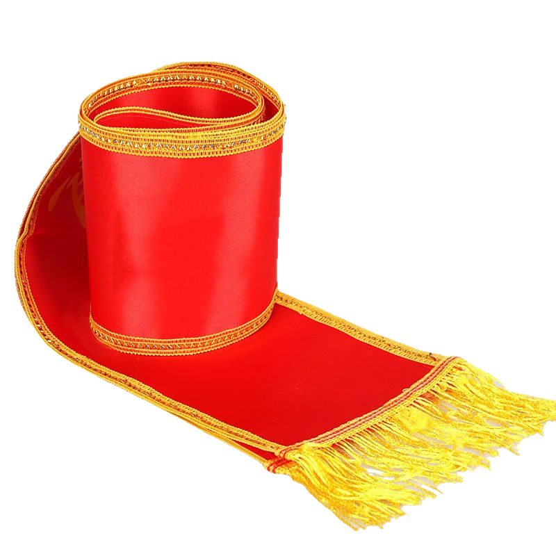 Blank Satin Ribbon Cloth Double-Layer Thickeneded Flocking Silks and Satins Blank Ceremonial Ribbon Red Yellow Welcome Ribbon Wholesale