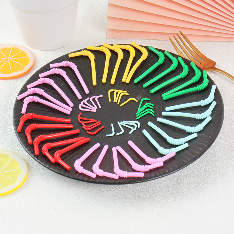 PVC mini simulation milk tea cup straw miniature straw model DIY miniature food play accessories play house toys