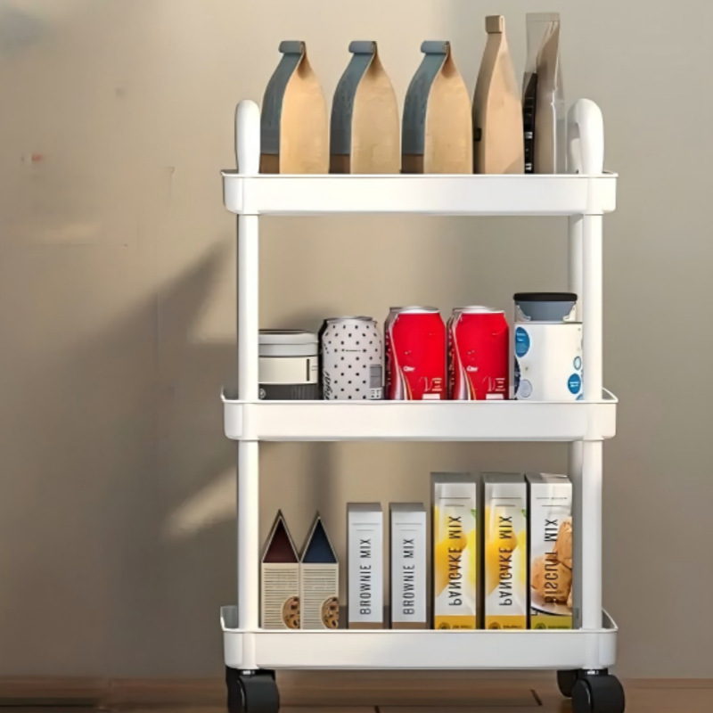 Trolley Storage Rack Plastic Multi-Layer Household Bedroom Baby Mobile Snack Kitchen Multi-Functional Storage Rack