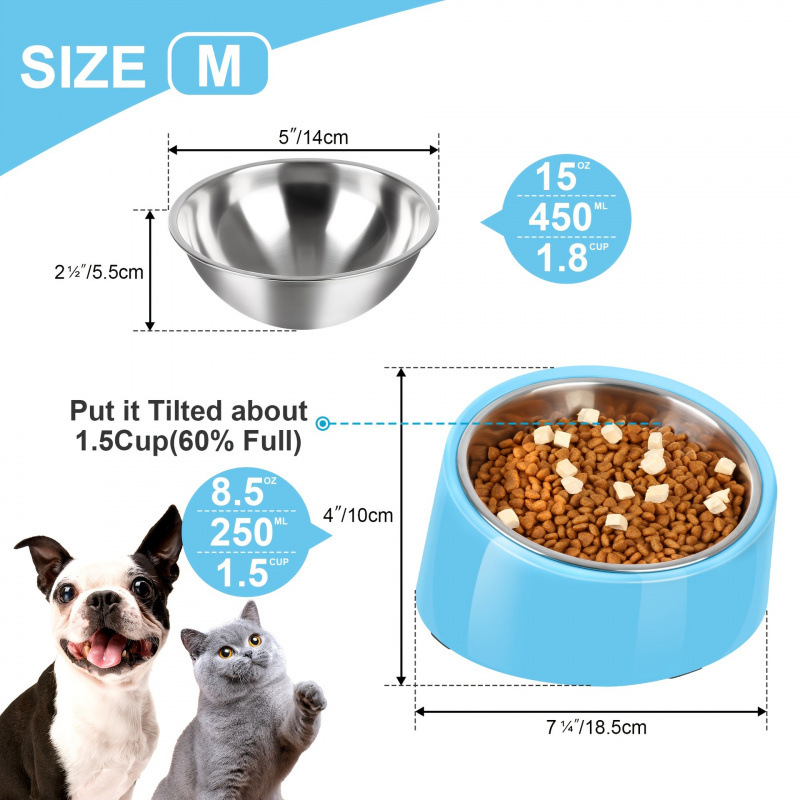 ⑤g 415 Tilted Angle Dog Bowl 15 °   Slanted Stains Steel
