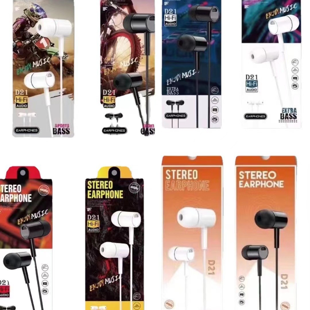 D21 computer game headset in-ear mobile phone computer game with earplug wired mobile phone headset factory