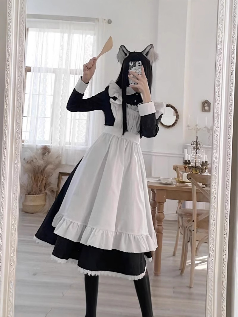 Maid Outfit Plus Size Long Style Men's Wear Women's Clothing Lolita Anime Cos Maid Uniform Cosplay Women's Clothing European Version