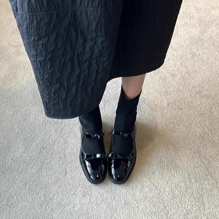 Sheepskin Version ~ Small Fragrant Bow Elastic Slim Boots 2025 Versatile Niche Fashion Back Zipper Thick Heel Short Boots