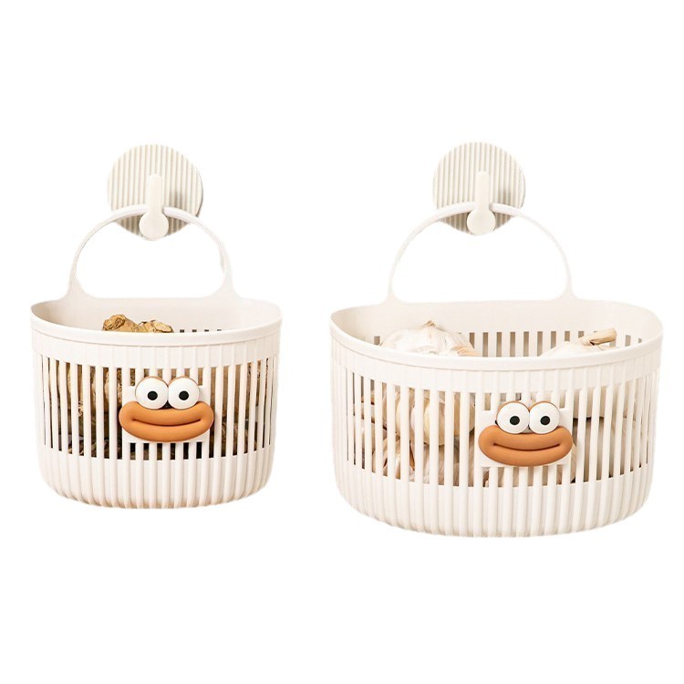 Cute Wall-Mounted Storage Basket Multi-Functional Kitchen Bathroom Toilet Small Hanging Basket Punch-Free Wall-Mounted Storage Shelf