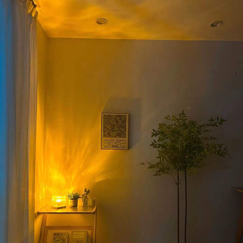 Factory Direct Sales - Large Water Ripple Atmosphere Lamp Dynamic Flame Aurora Lamp Bedroom Bedside Night Light Led