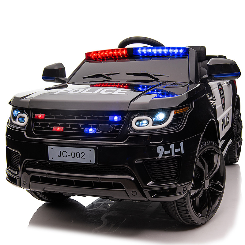 Children's Electric Car Four-Wheel Four-Wheel Drive Car for Boys and Girls with Remote Control Toy Car That Can Sit on Baby Police Car Stroller