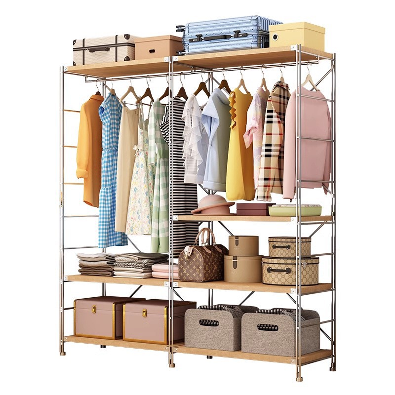 Clothes Hanger Bedroom Floor Japanese Style Coat Rack Clothes Storage Rack Walk-in Closet Shelf Open Wardrobe