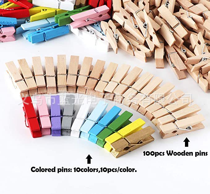 Factory wholesale color wood clip wood color small clip DIY hanging photo wall clip decorative photo frame clip small wooden clip