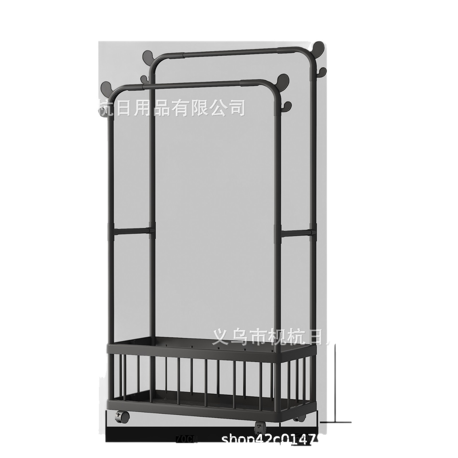 Light Luxury Coat Rack Modern Metal Simple Bedroom Floor-Standing Wheeled Removable Clothes Rack Home Clothes Storage Rack