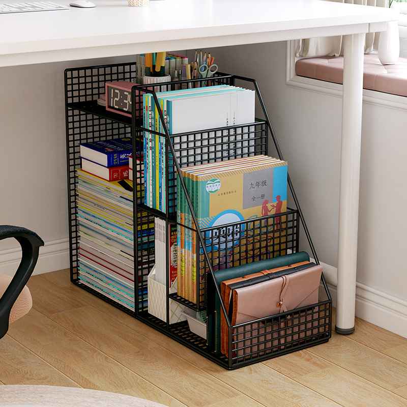 Under-Desk Bookshelf Storage Rack Floor-Standing Book Storage Box Removable Wheeled Trolley Children's Picture Book Simple Bookcase