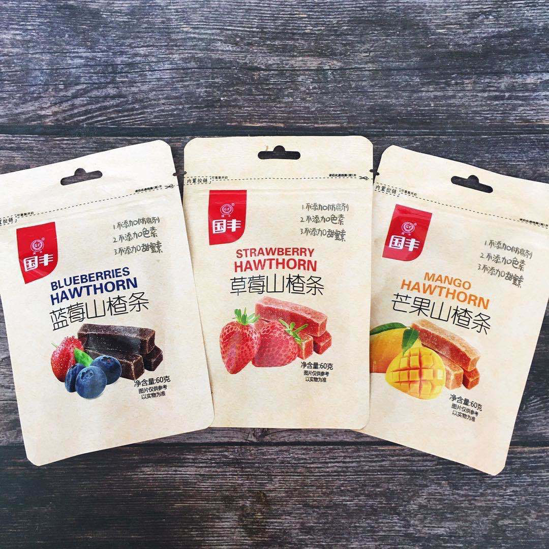 Guofeng Haws strip small packing bag bulk tangerine peel fruit and vegetable Children Baby Haws slices fruit flavor 60 g/bag