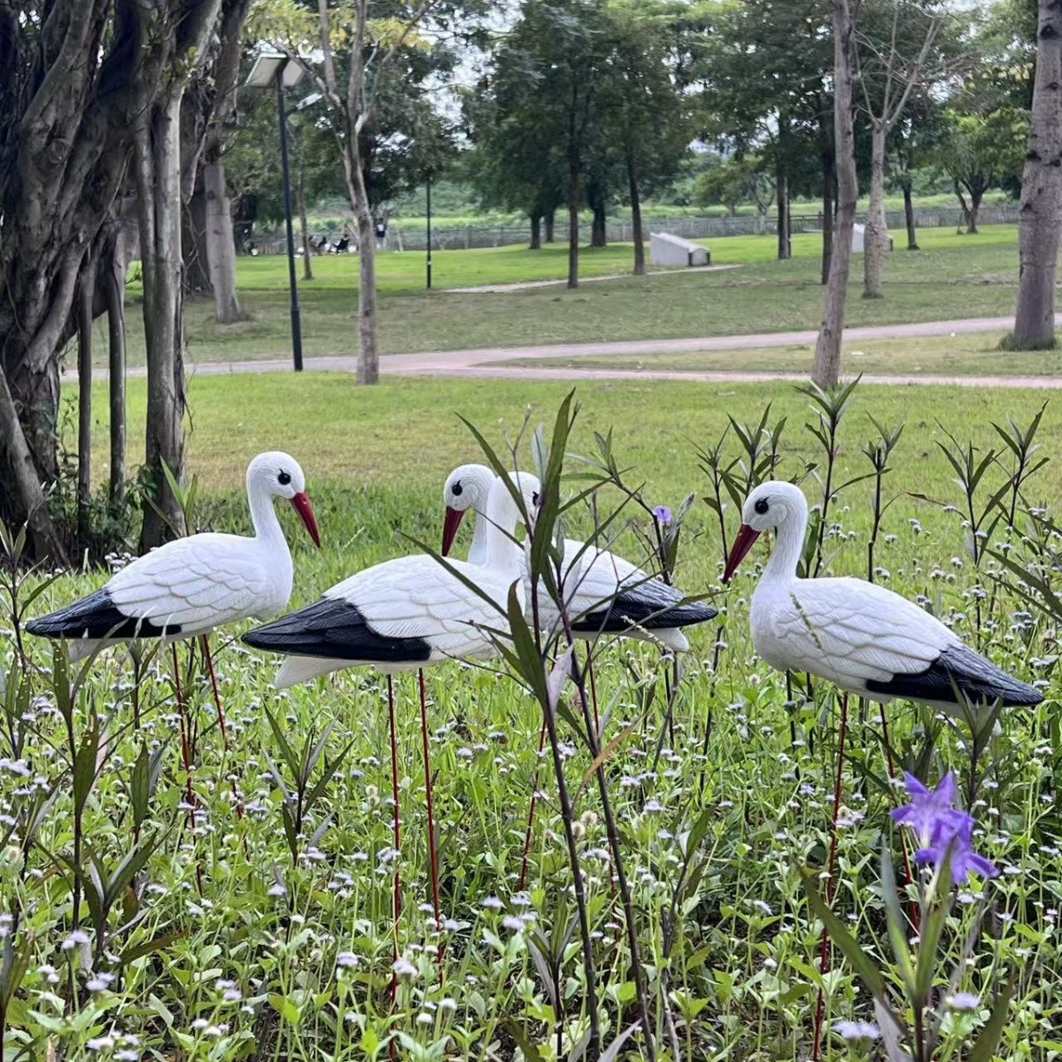 Cross-Border New Model Little White Crane Garden Courtyard Scenery Gardening Landscape Amazon Temu Independent Site Courtyard Decoration