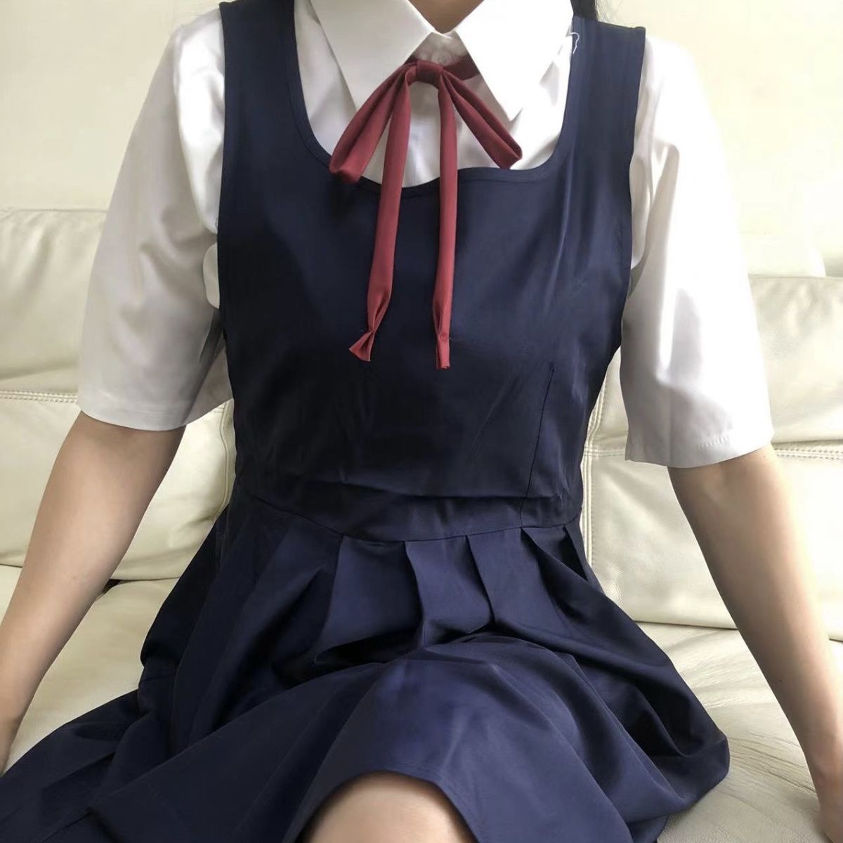 2025 Spring College Style Suspender Skirt Korean Version Sweet Loose Fashion Short-Sleeve Shirt + Suspender Dress Carefully Selected