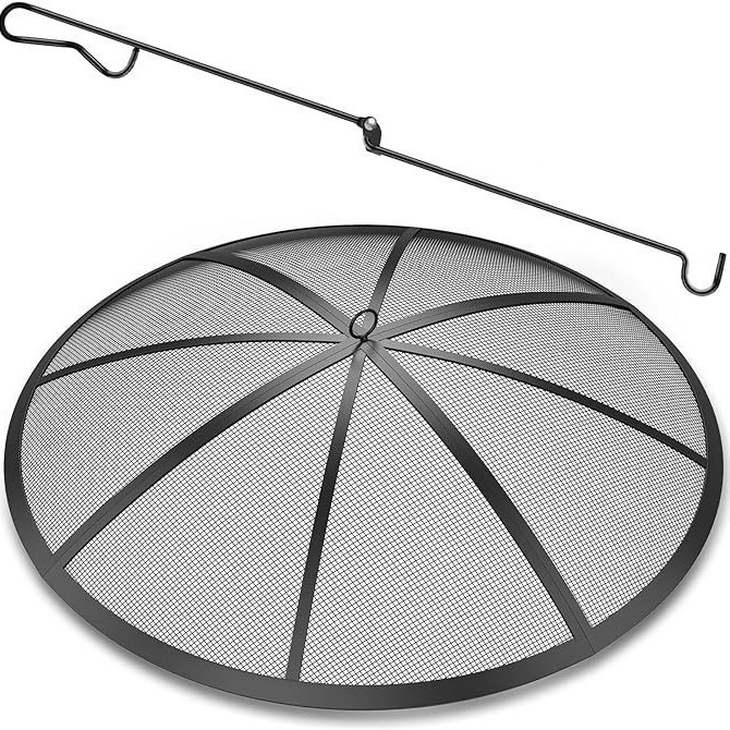 Heavy Duty Steel Mesh Fire Pit Cover Foldable Outdoor Fire Pit Mesh Screen Belt