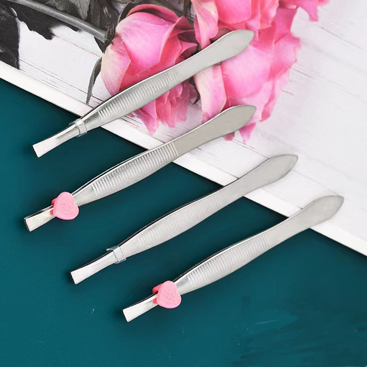 Striped Eyebrow Clip Set Eyelash Curler Non-Slip Stainless Steel Eyebrow Clip Hair Plucking Beard Clip Eyebrow Trimming Tool Tweezers