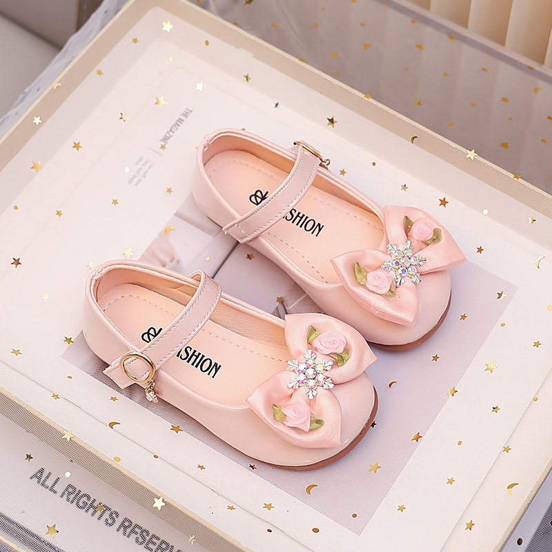 Girls' Leather Shoes, Princess Baby Girl's Little Red Shoes, Ladylike Style Flats, Small, Medium and Large Children's Shoes with Dresses for Small and Medium-Sized Children