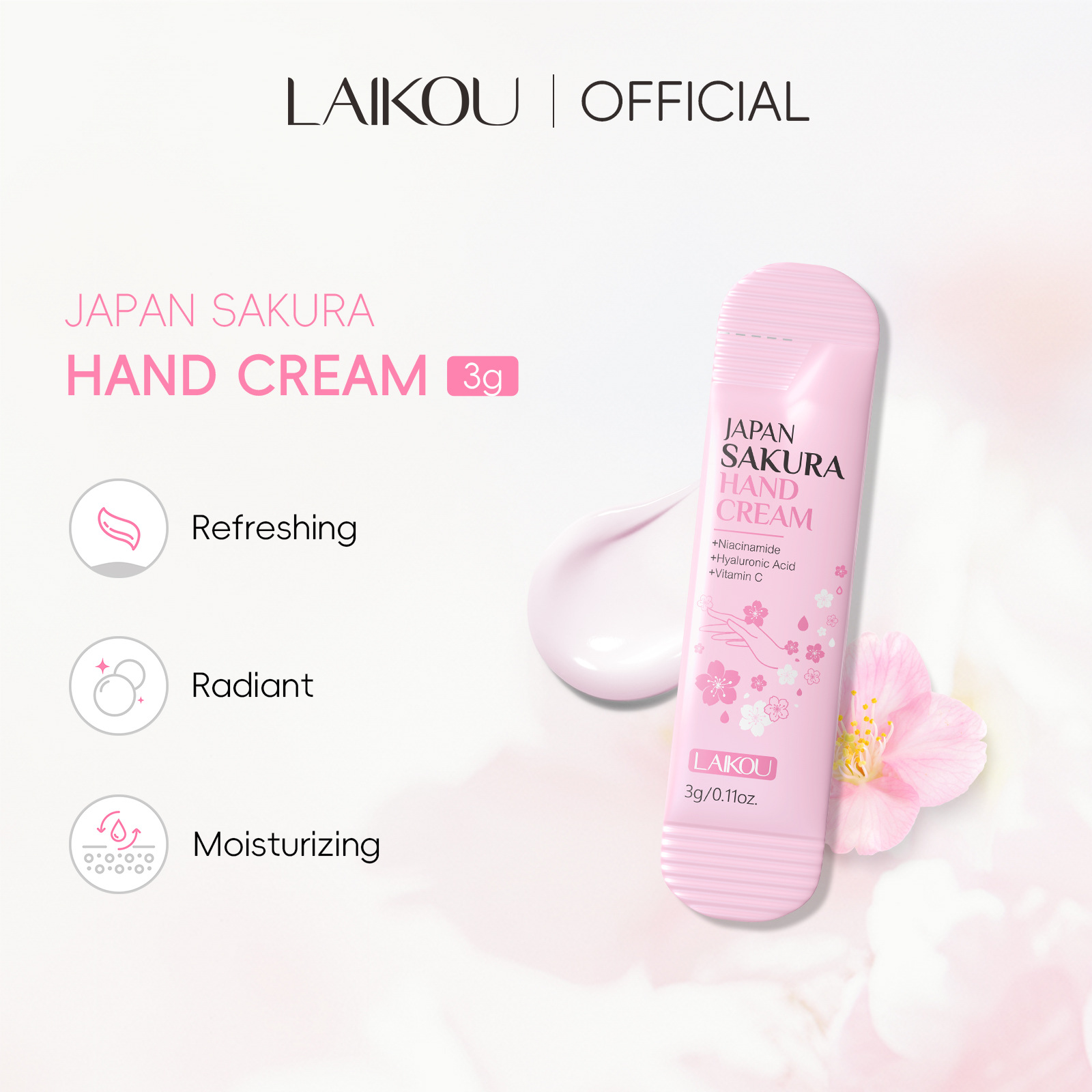 Крем для рук Cross-Border Laiko Sakura 3г Один флакон Ароматный Портативный Увлажняющий Маленький Мини Размер Для Путешествий Готов к продаже