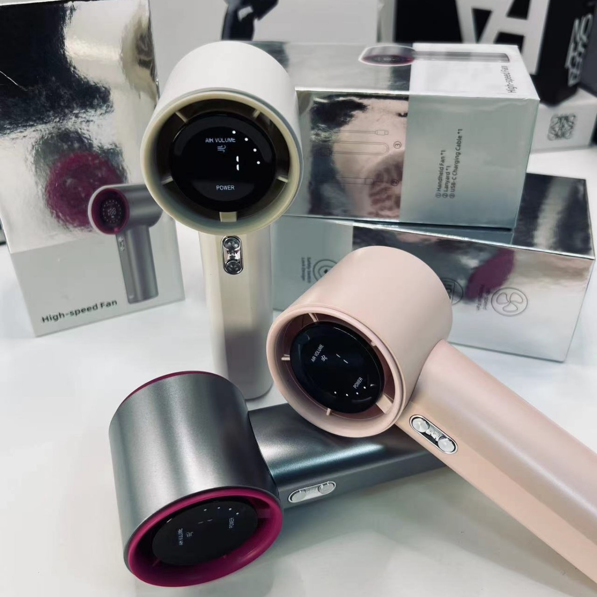 Cross-Border New Handheld Small Fan USB Rechargeable Fan Small Outdoor High Wind High Speed Handheld Turbine Fan