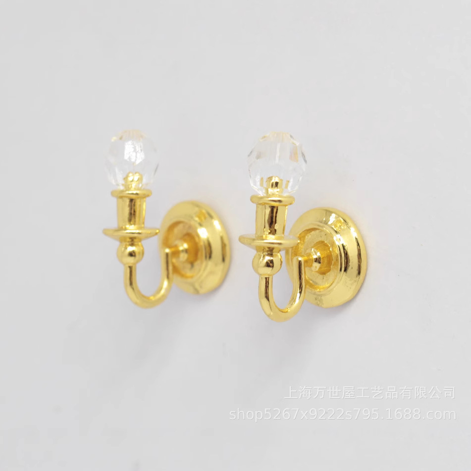 1:12dollhouse Dollhouse Mini Artificial Alloy Wall Lamp a Pair of Gold/silver (can't Bright)